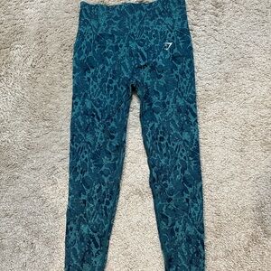 GYMSHARK RUCHED BOTTOM CHEETAH LEGGINGS